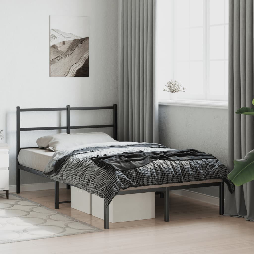 vidaXL Metal Bed Black Small Double (4')